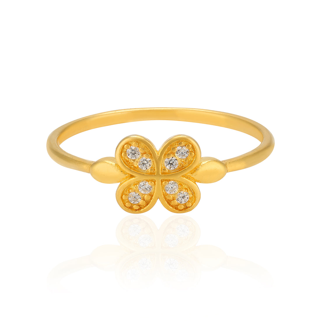925 Sterling Silver Elegant Enleaf Gold Plated Ring for Women