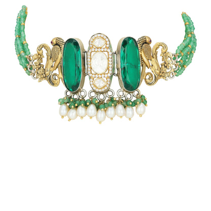 925 Sterling Silver Elegant Greenstone Halo Necklace for Women