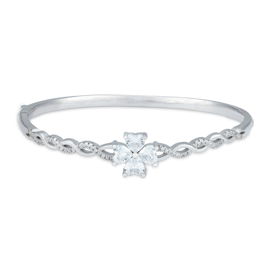 925 Sterling Silver Elegant Infinity Motif with Square-Cut Stone Kada for Women