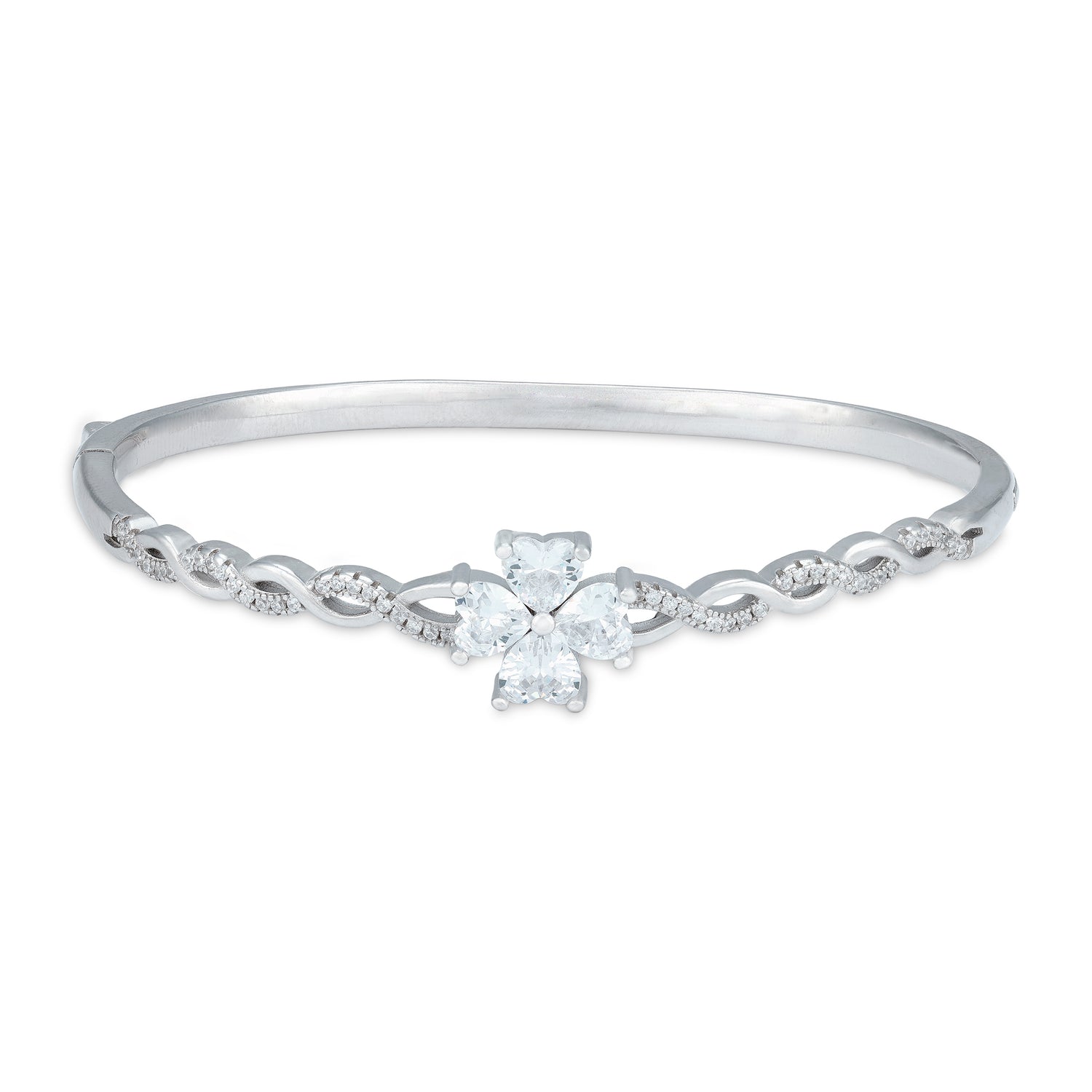 925 Sterling Silver Elegant Infinity Motif with Square-Cut Stone Kada for Women