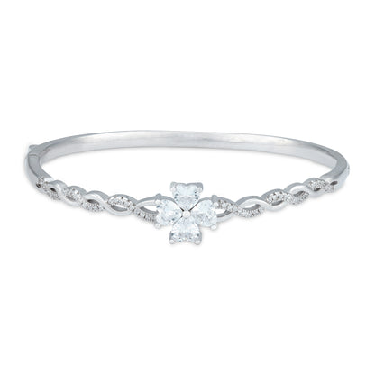 925 Sterling Silver Elegant Infinity Motif with Square-Cut Stone Kada for Women