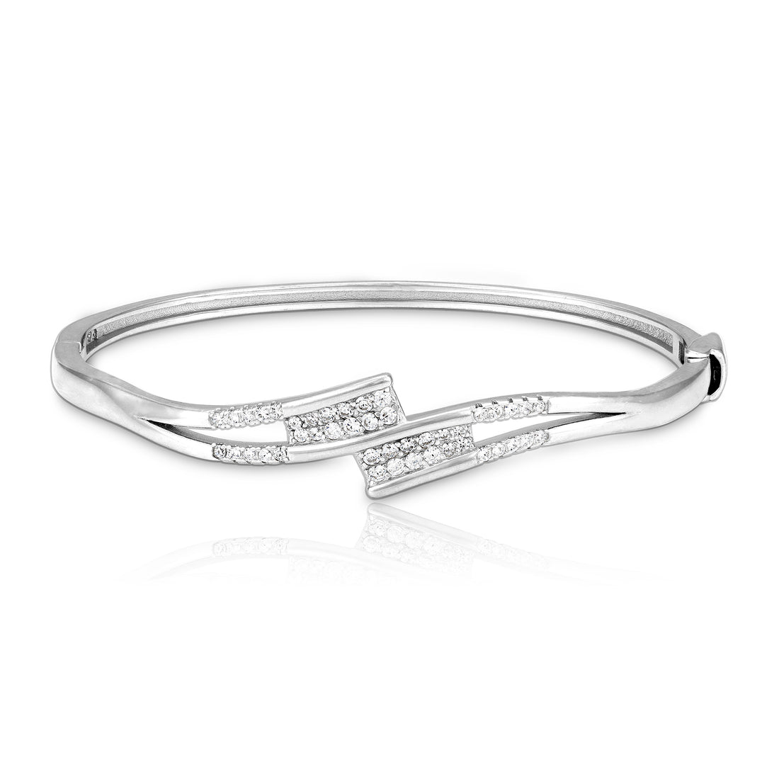 925 Sterling Silver Elegant Intertwined Open-Center Cubic Zirconia Kada for Women