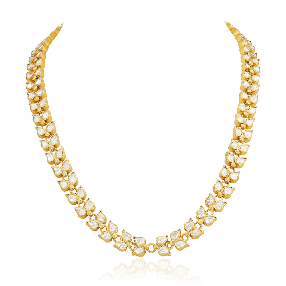 925 Sterling Silver Elegant Kundan Gold Plated Necklace