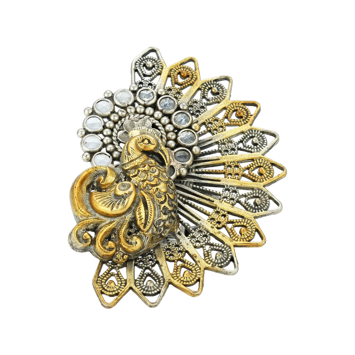 925 Sterling Silver Elegant Peacock Feather Rings  for women