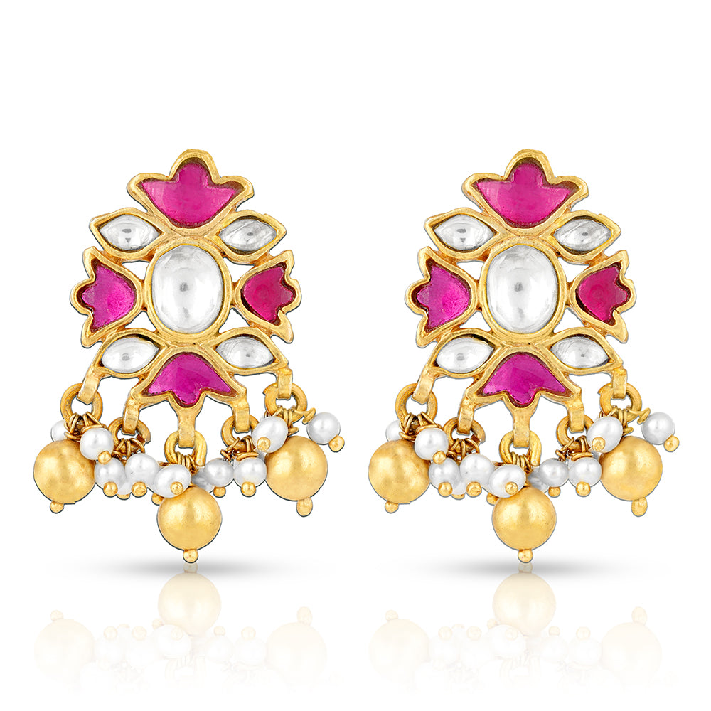 925 Sterling Silver Elegant Ruby Pearl Drop Earrings for Women