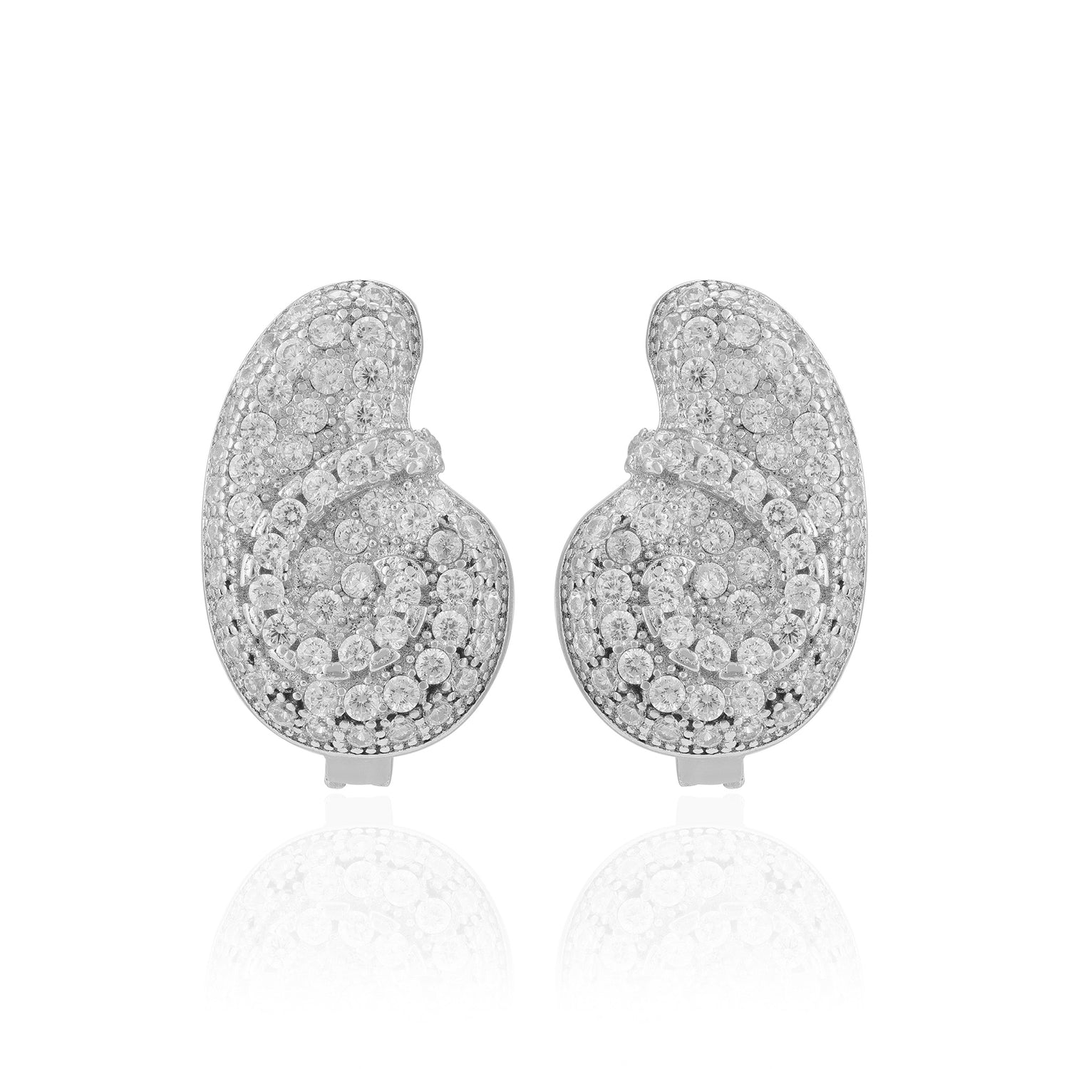 925 Sterling Silver Elegant Swirl Rhodium Plated Earrings For Women