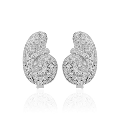925 Sterling Silver Elegant Swirl Rhodium Plated Earrings For Women