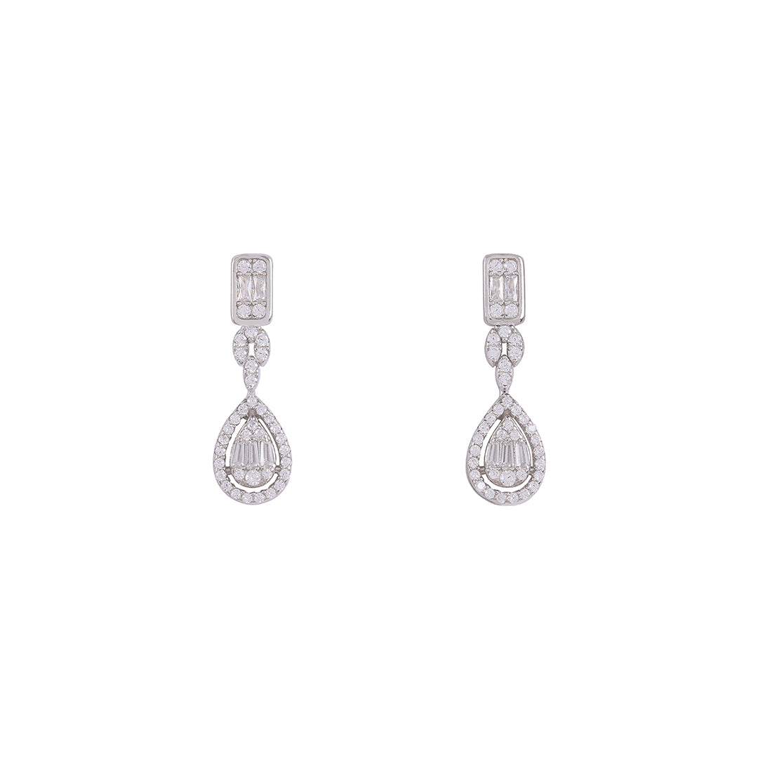 925 Sterling Silver Elegant Zircon Stone Stud