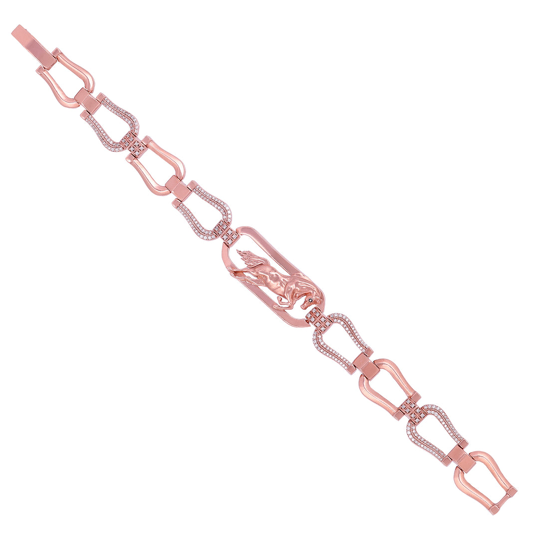 925 Sterling Silver Elongated Flat Link Chain Rose Gold Plated Bracelets For Women