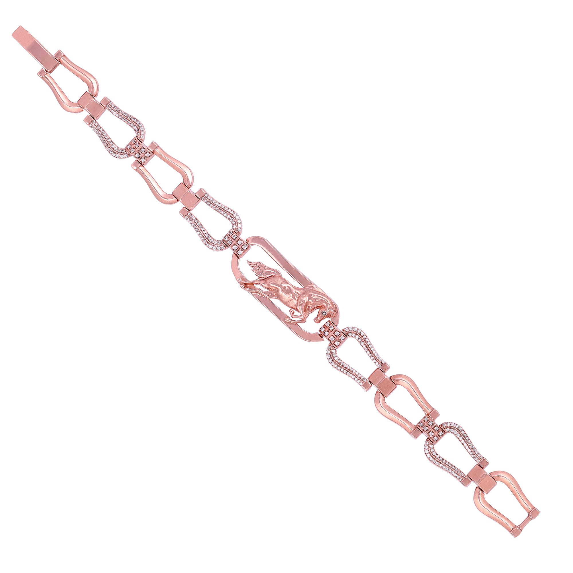 925 Sterling Silver Elongated Flat Link Chain Rose Gold Plated Bracelets For Women