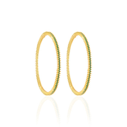 925 Sterling Silver Emerald Floral Cut work Gold Plated Bangles For Women