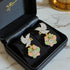 925 Sterling Silver Emerald Rose Petal Bird Drop Earring for Women
