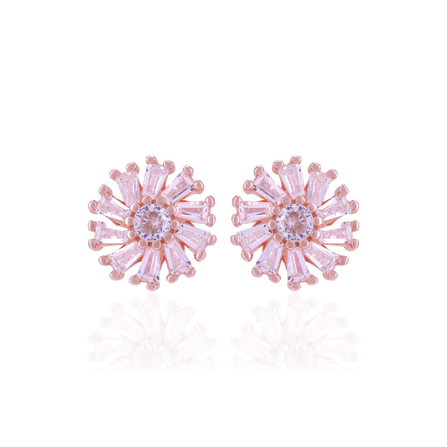 925 Sterling Silver Emerald White Flower Pattern Earrings For Women