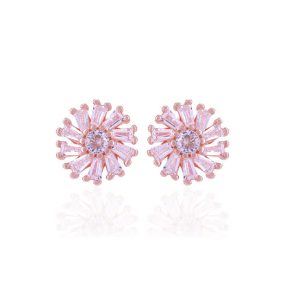 925 Sterling Silver Emerald White Flower Pattern Earrings For Women