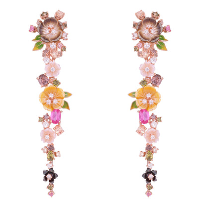 925 Sterling Silver Enamel Garden Bloom Drop Colorful Accents Earring for Women