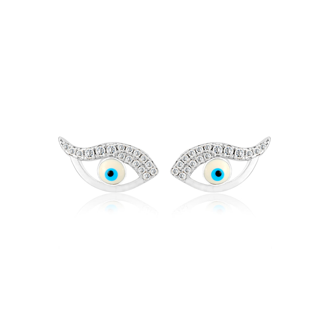 925 Sterling Silver Enchanted Evil Eye Rhodium Plated Earrings for Women