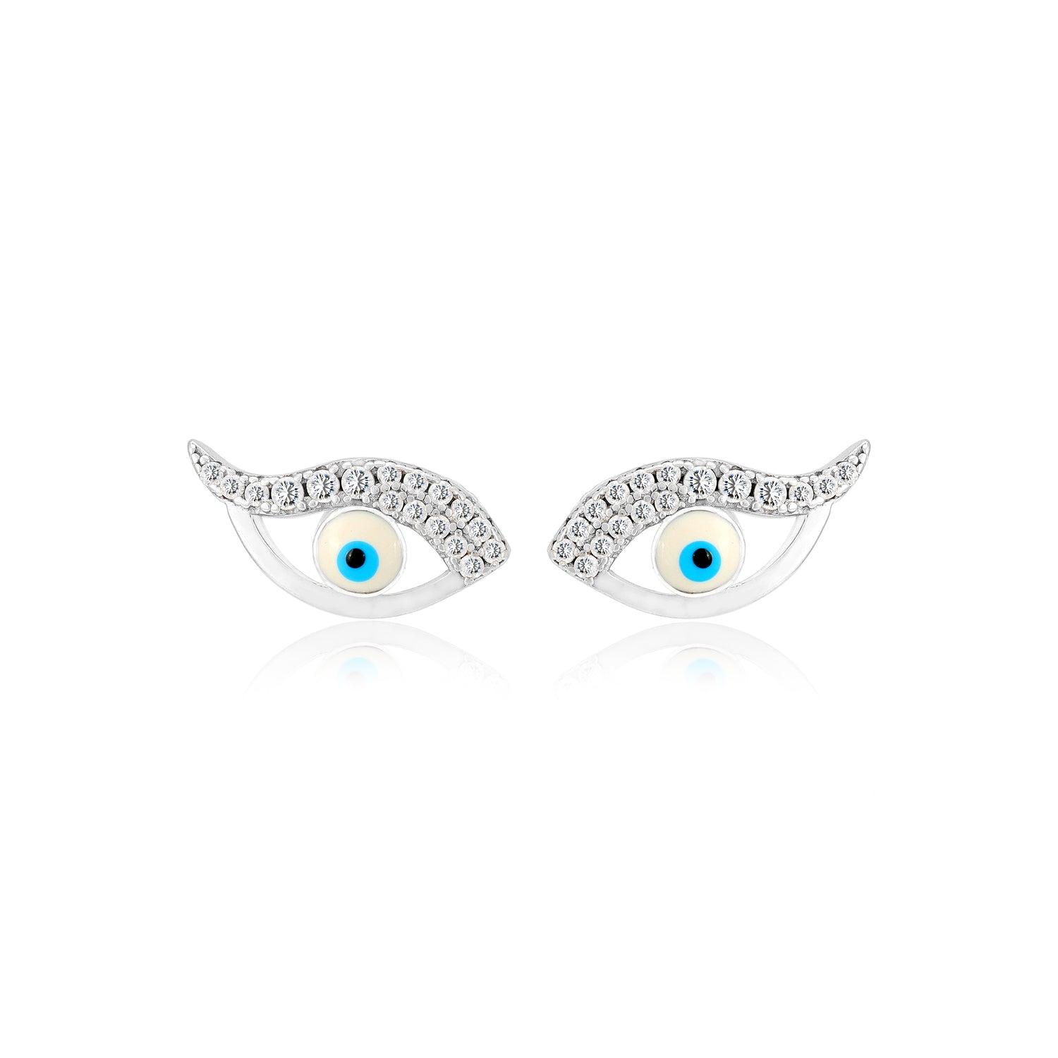 925 Sterling Silver Enchanted Evil Eye Rhodium Plated Earrings for Women