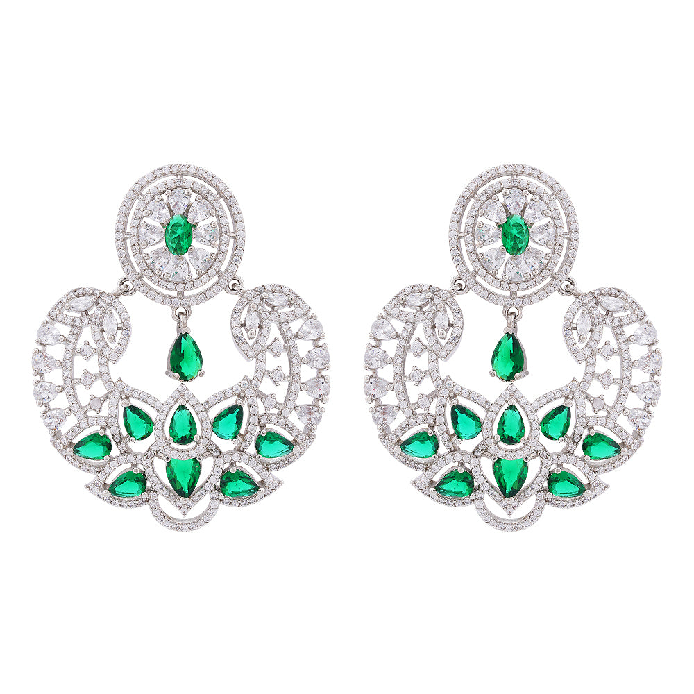 925 Sterling Silver Eternal Green Glow Earring