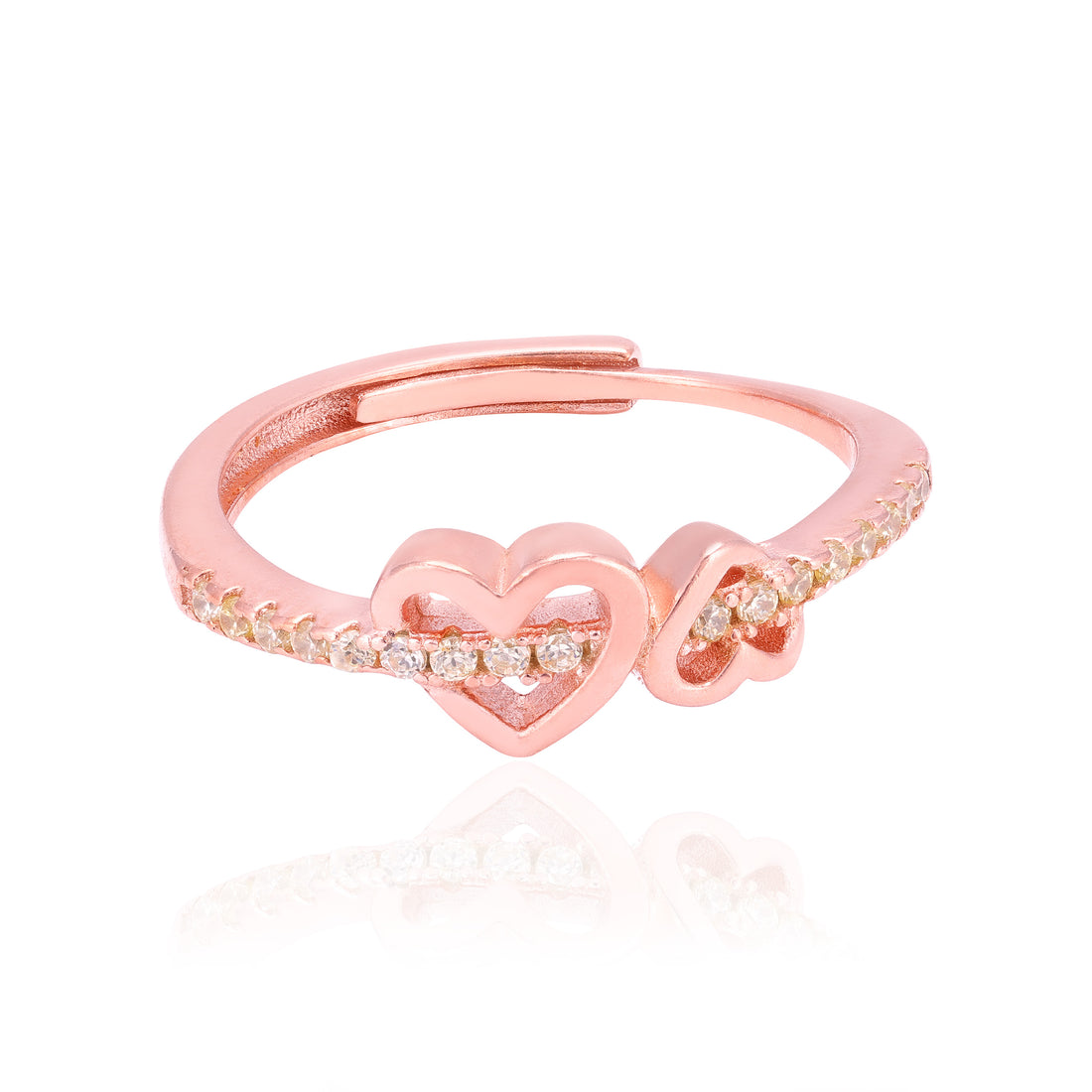 925 Sterling Silver Eternal Hearts Rose Gold Plated Ring for Women