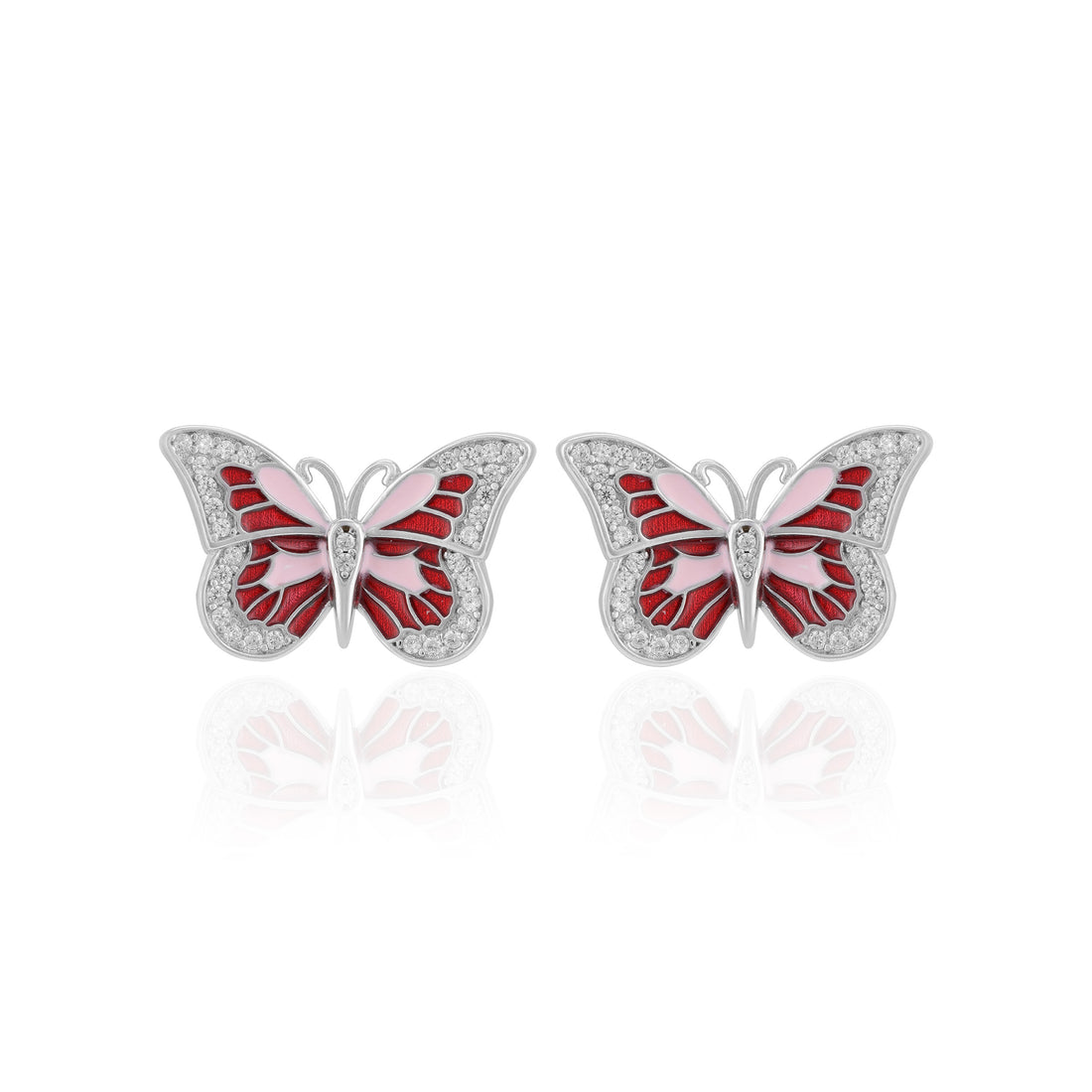 925 Sterling Silver Fantasy Butterfly Crystal Accents Rhodium Plated Earrings For Women