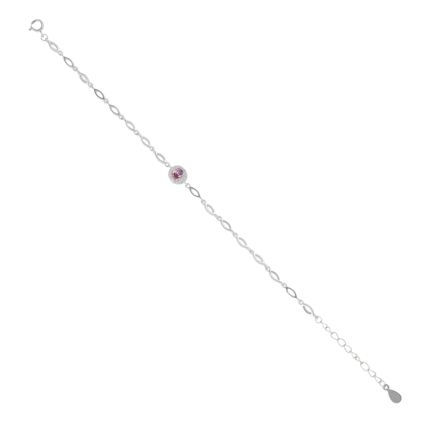 925 Sterling Silver February Month Circle Amethyst Birthstone Bracelet For Women