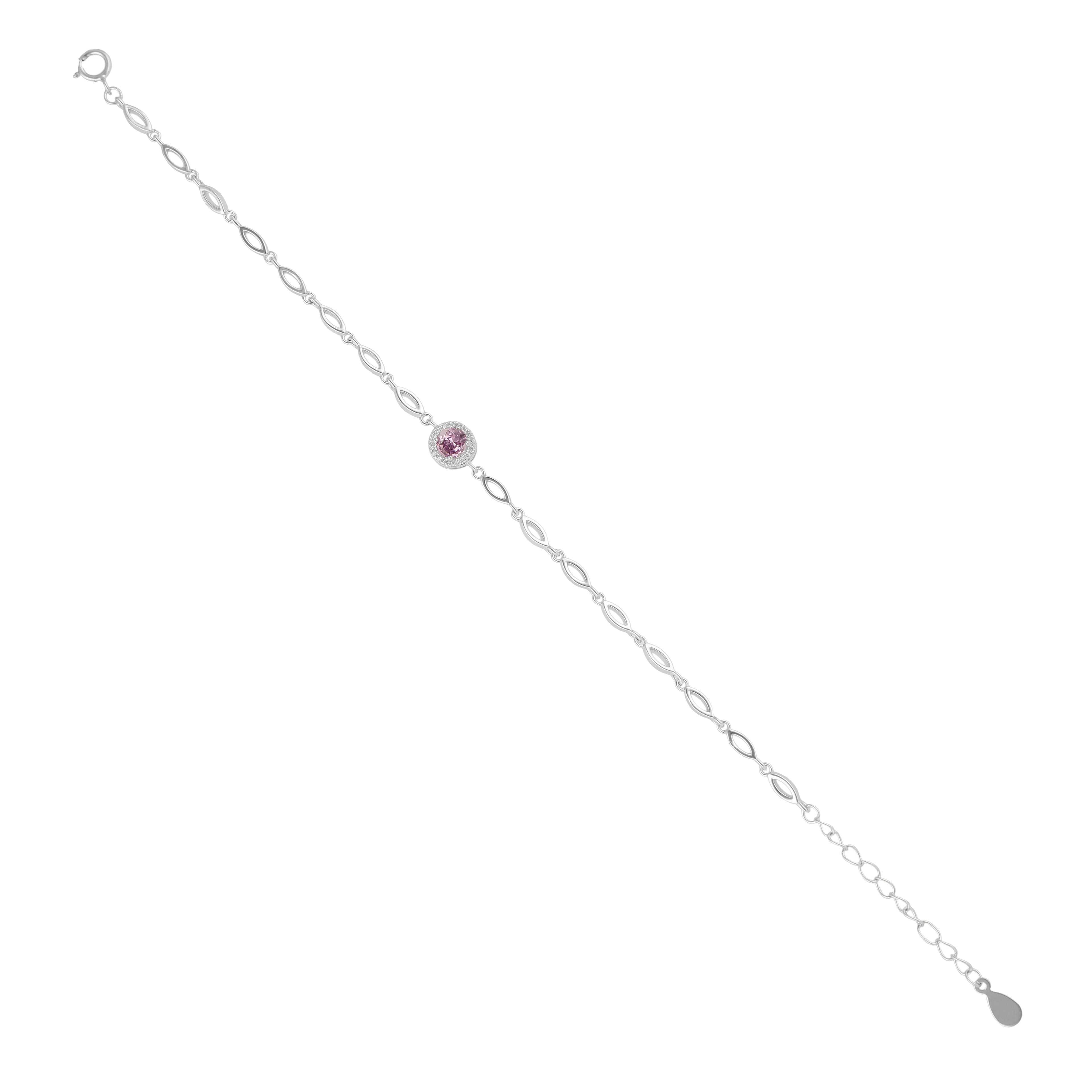 925 Sterling Silver February Month Circle Amethyst Birthstone Bracelet For Women