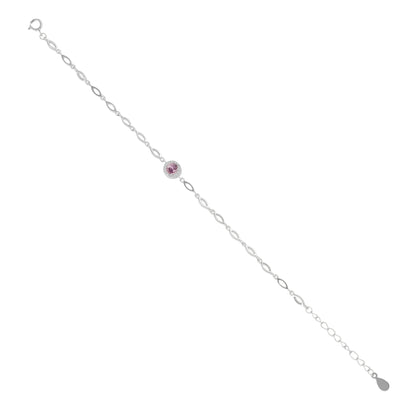 925 Sterling Silver February Month Circle Amethyst Birthstone Bracelet For Women