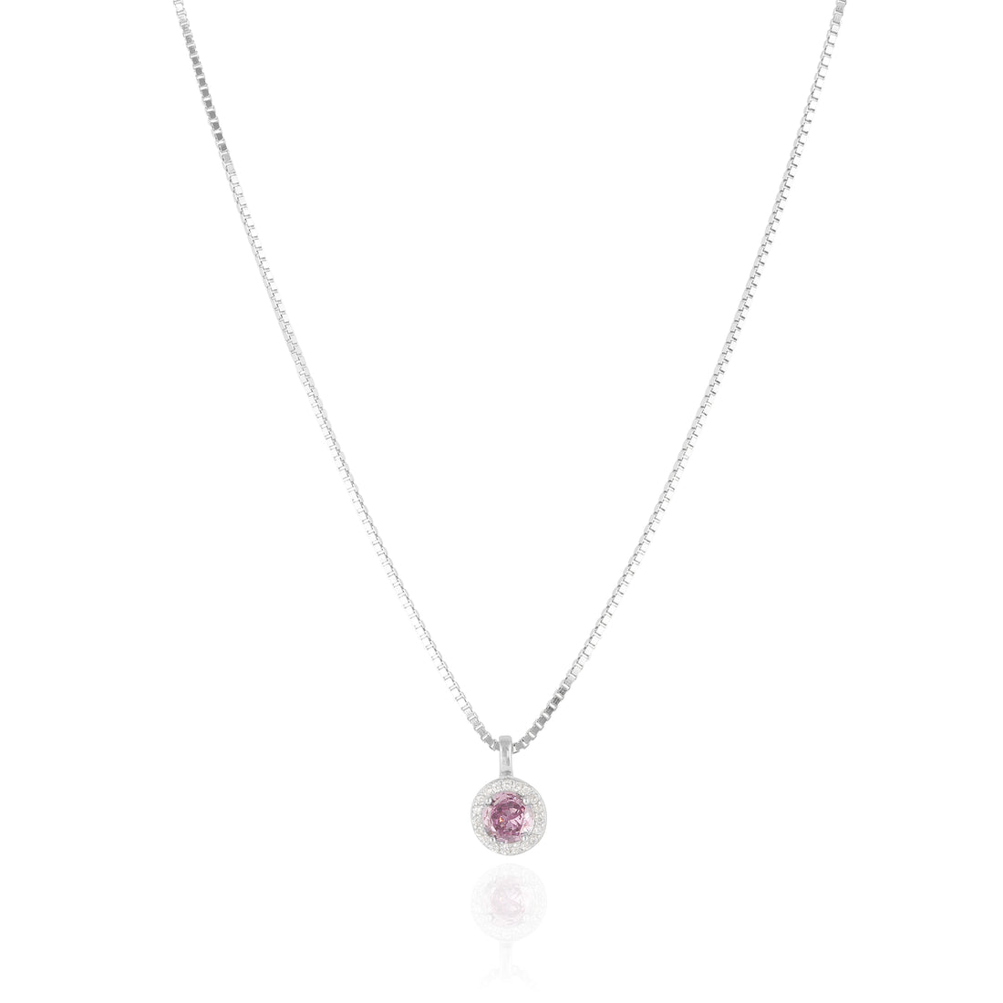 925 Sterling Silver February Month Circle Amethyst Birthstone Chain Pendant For Women