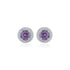 925 Sterling Silver February Month Circle Amethyst Birthstone Stud For Women