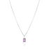 925 Sterling Silver February Month Square Amethyst Birthstone Chain Pendant For Women
