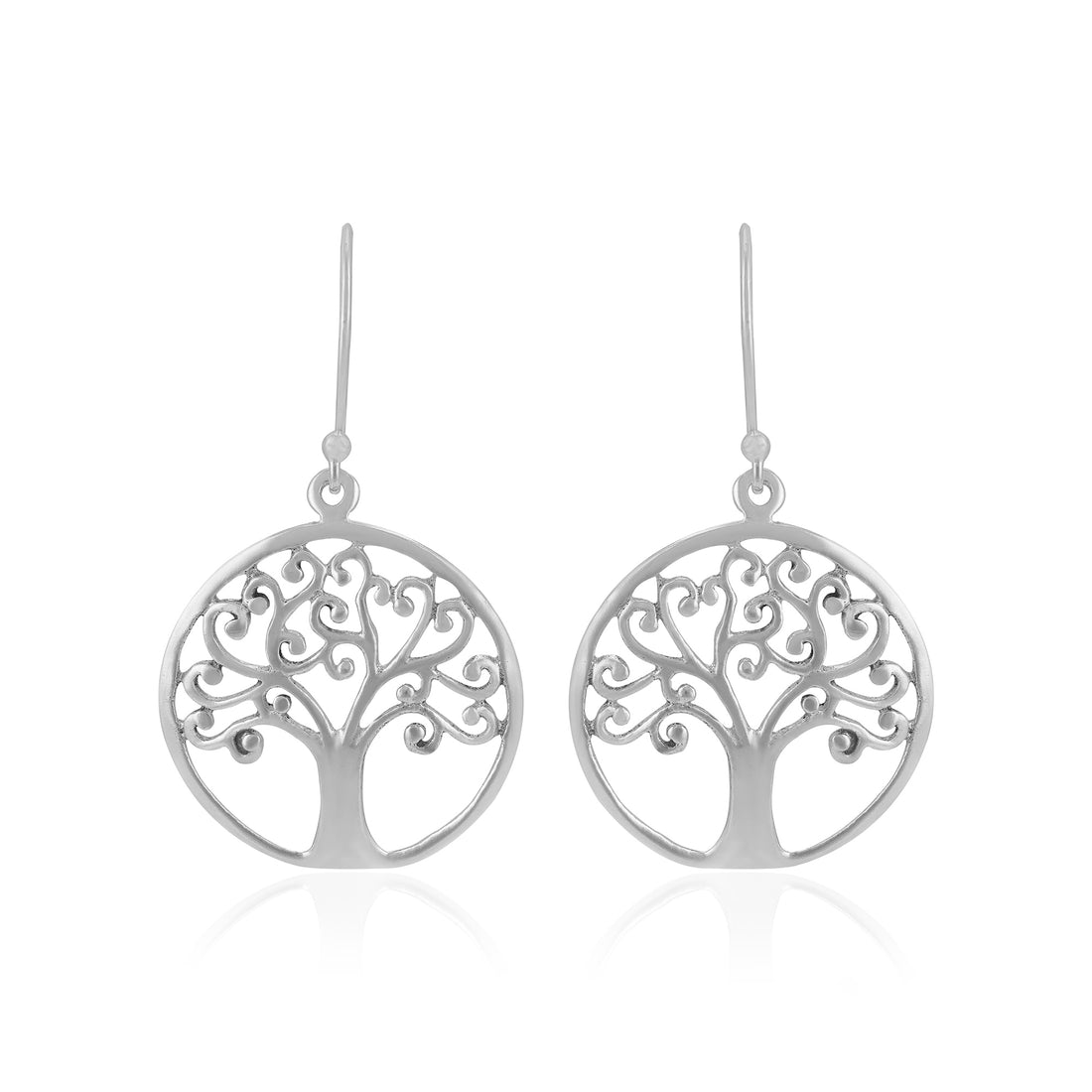 925 Sterling Silver Filigree Tree Hook Earrings For Women