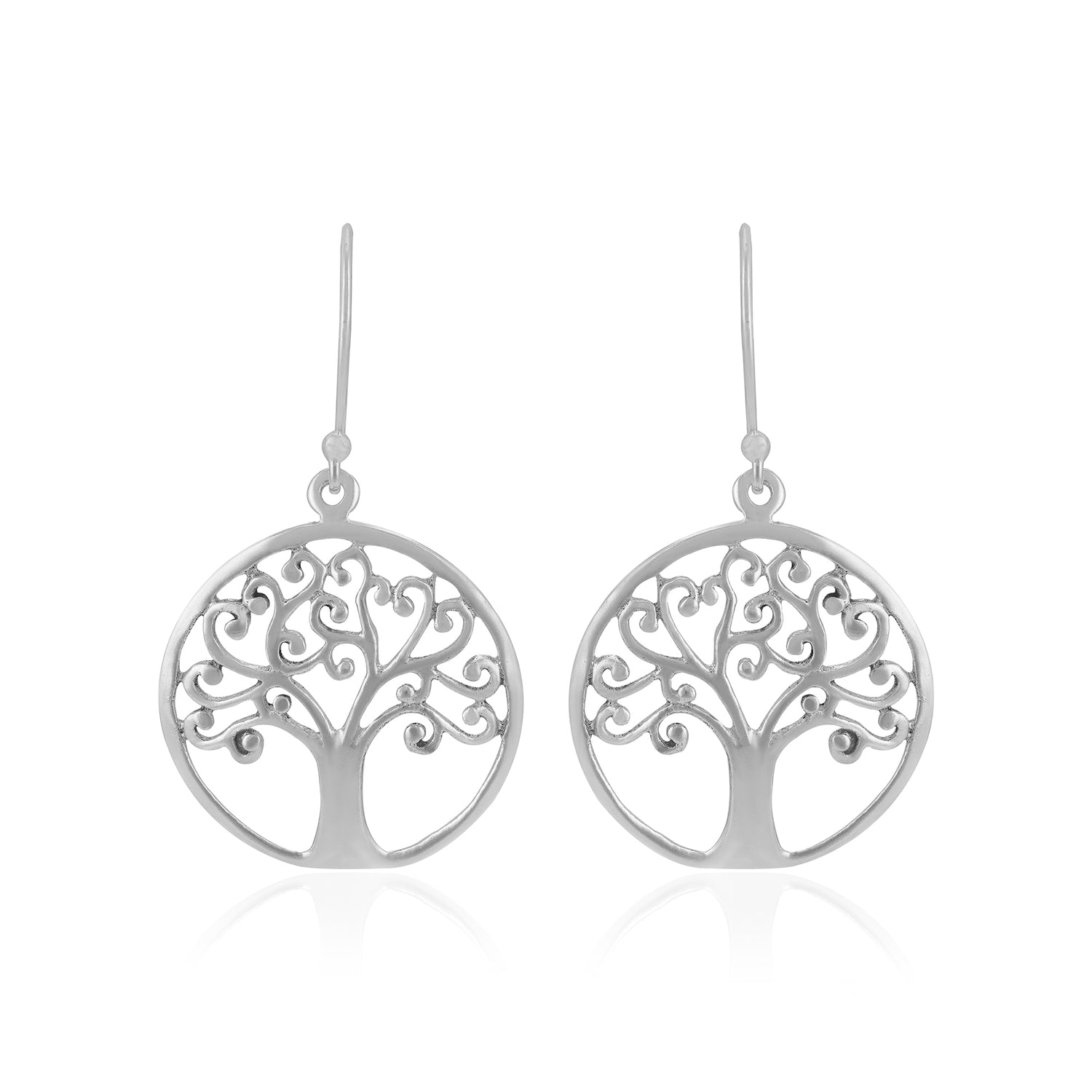 925 Sterling Silver Filigree Tree Hook Earrings For Women
