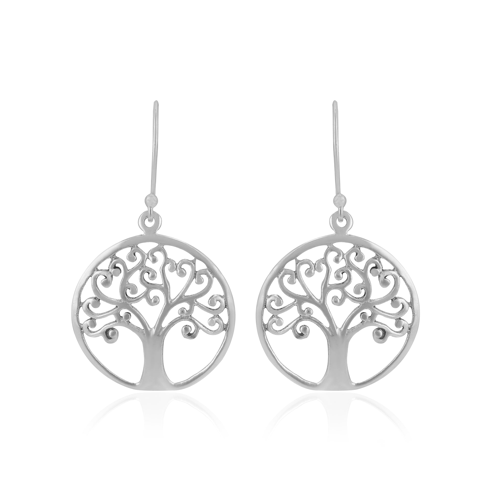 925 Sterling Silver Filigree Tree Hook Earrings For Women