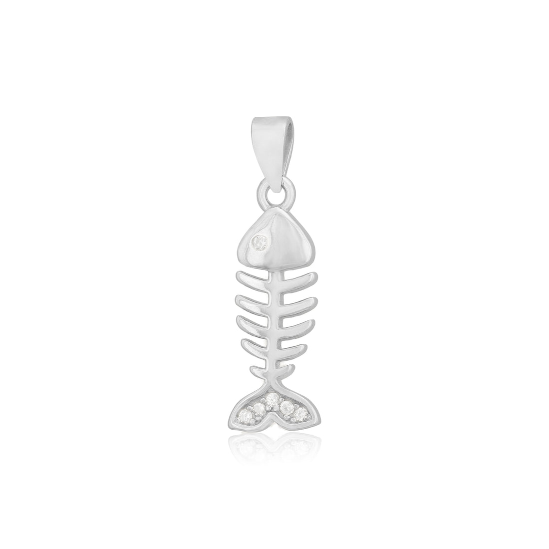 925 Sterling Silver Fish Bone Rhodium Pendants For Women