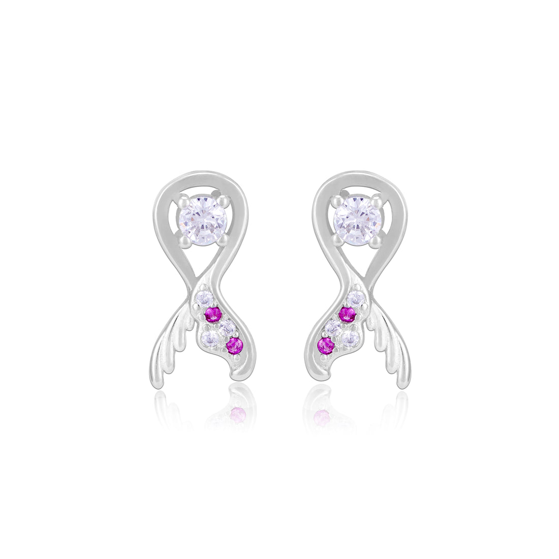 925 Sterling Silver Fish Caudal fin Rhodium Plated Earrings For Women