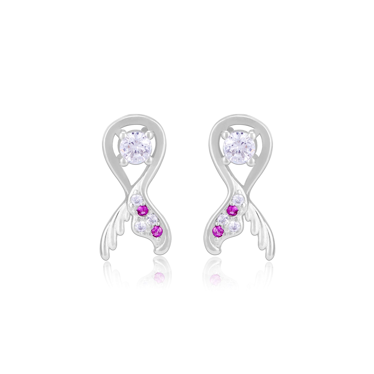 925 Sterling Silver Fish Caudal fin Rhodium Plated Earrings For Women