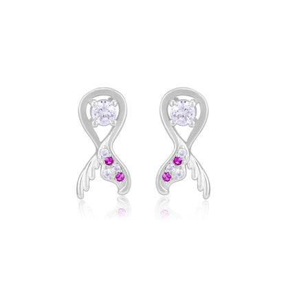 925 Sterling Silver Fish Caudal fin Rhodium Plated Earrings For Women