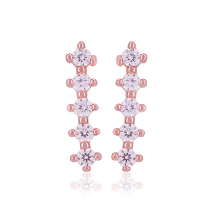 925 Sterling Silver Five Stone Drop Earrings For Women