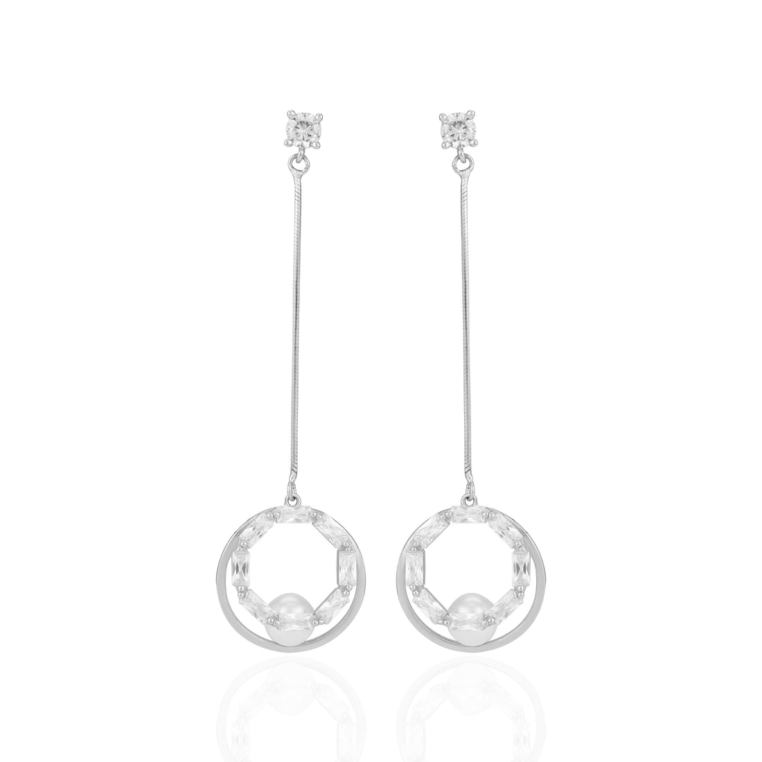 925 Sterling Silver Floating Pearl Illusion Hoop Drop Earrings for Women