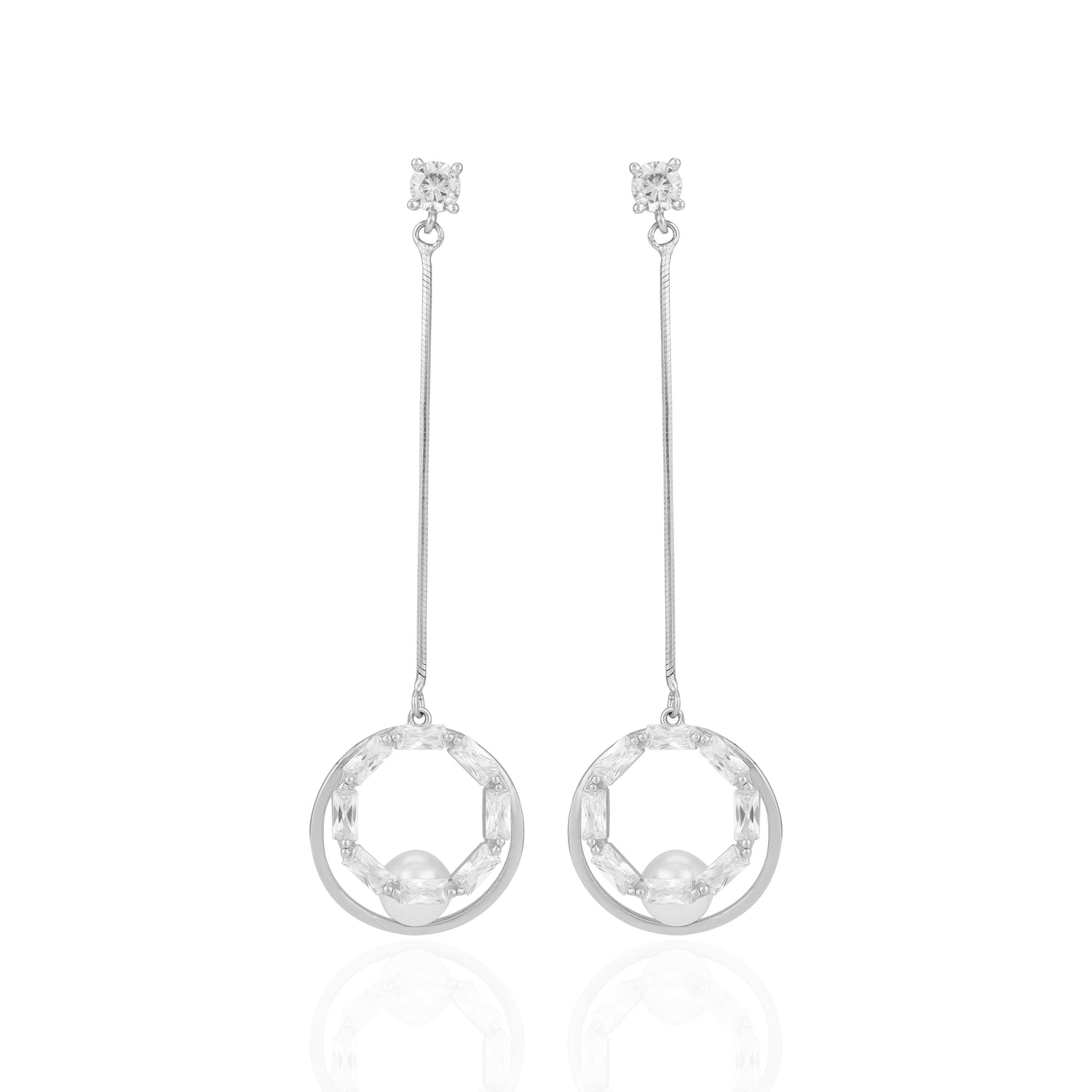 925 Sterling Silver Floating Pearl Illusion Hoop Drop Earrings for Women
