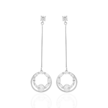 925 Sterling Silver Floating Pearl Illusion Hoop Drop Earrings for Women