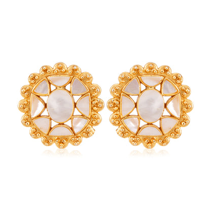 925 Sterling Silver Floral Aura Gold Plated Stud