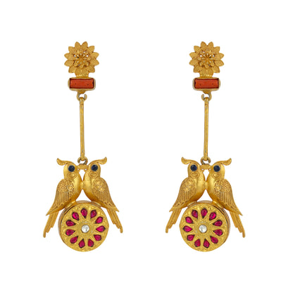 925 Sterling Silver Floral Bird Delight Earrings for Women