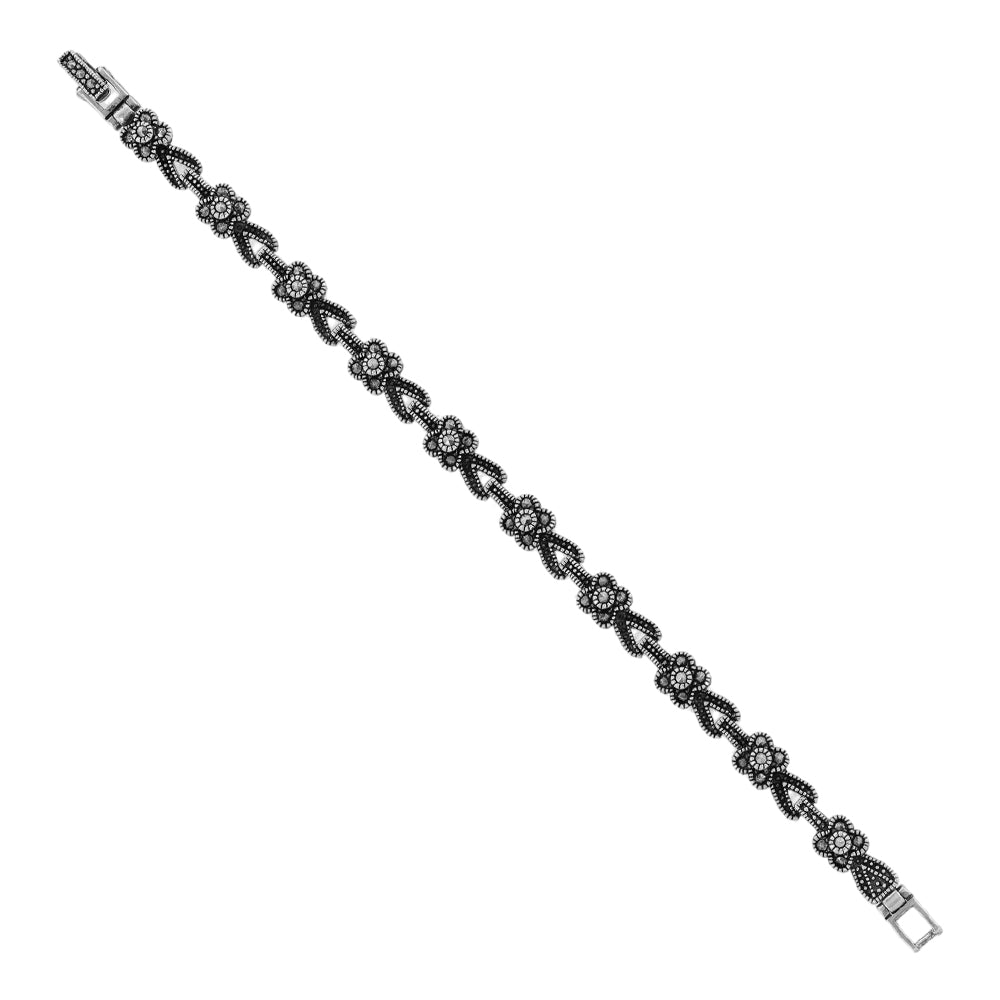 925 Sterling Silver Floral Black Metal Bracelets For Men