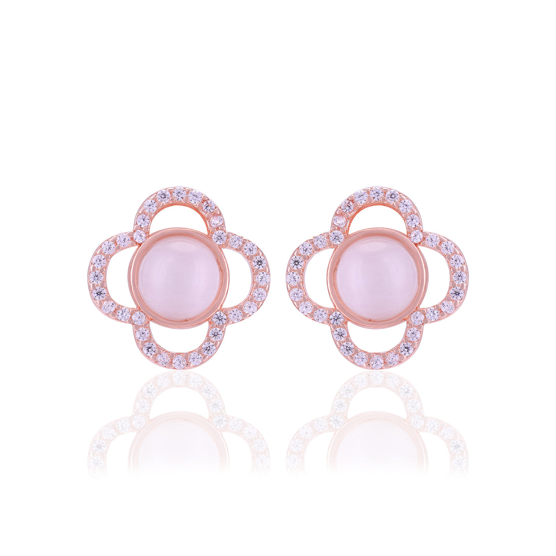 925 Sterling Silver Floral Center Pearl Earrings For Women