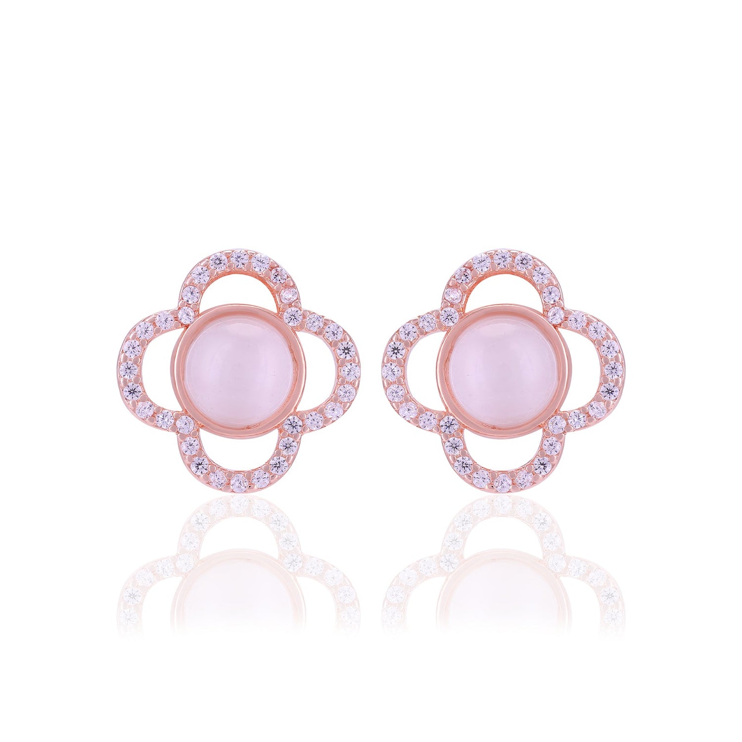 925 Sterling Silver Floral Center Pearl Earrings For Women
