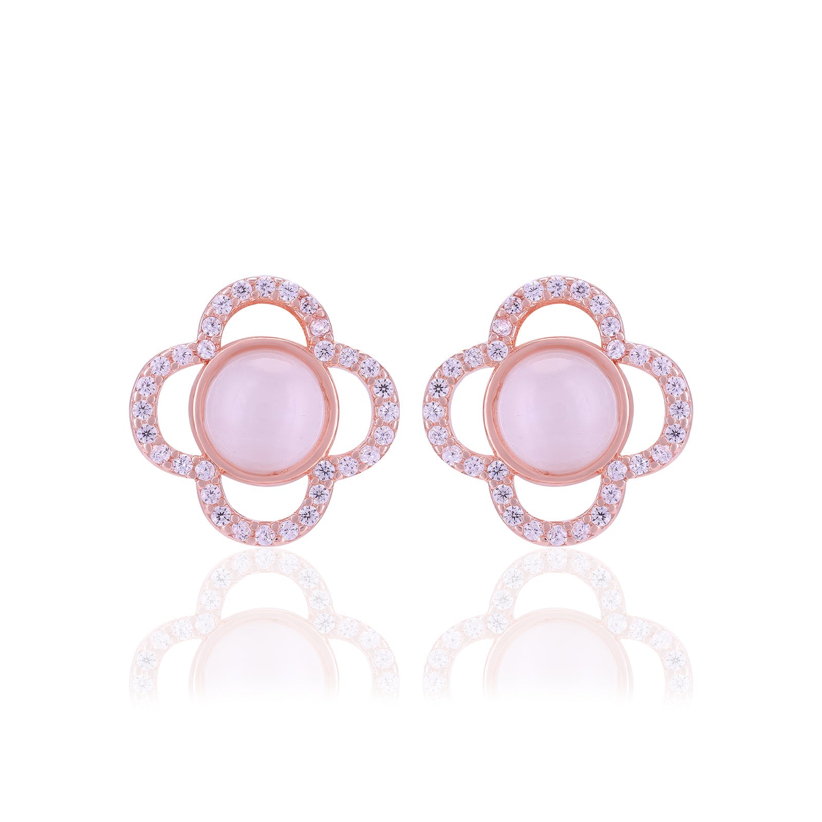 925 Sterling Silver Floral Center Pearl Earrings For Women
