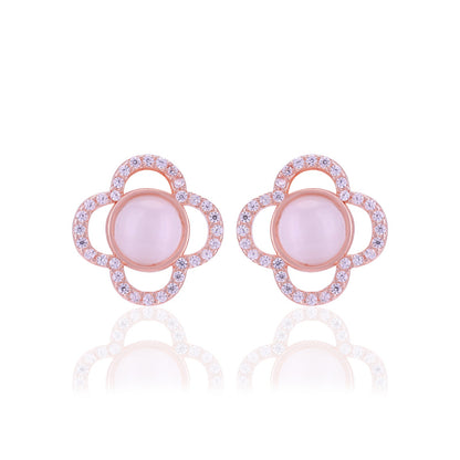 925 Sterling Silver Floral Center Pearl Earrings For Women