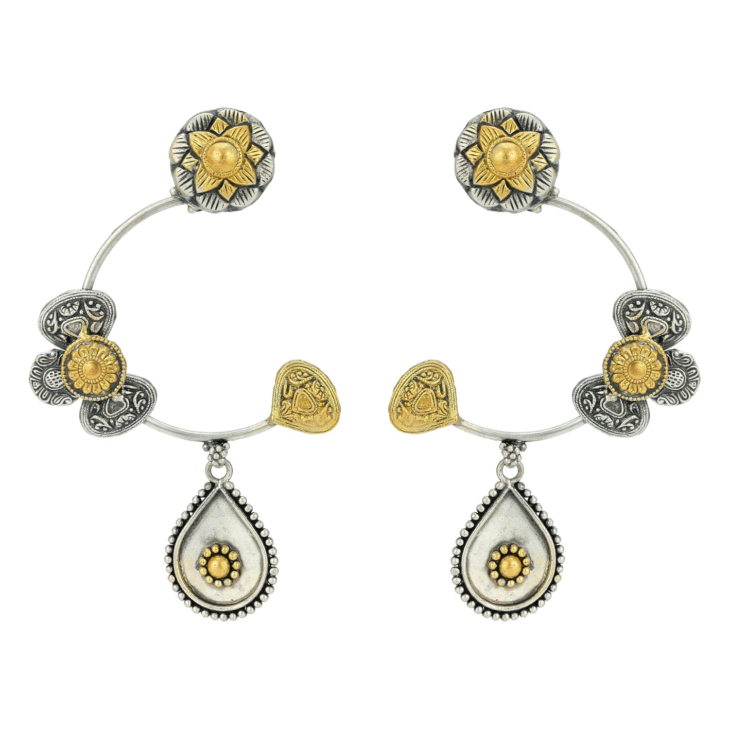 925 Sterling Silver Floral Circle Teardrop Fusion for women