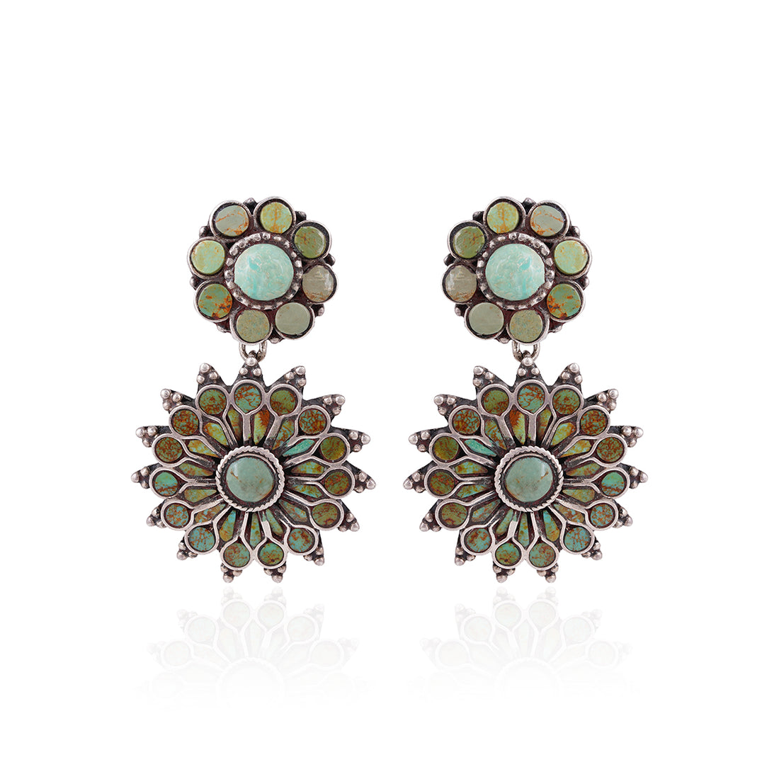 925 Sterling Silver Floral Cluster Dangle Earrings for Women